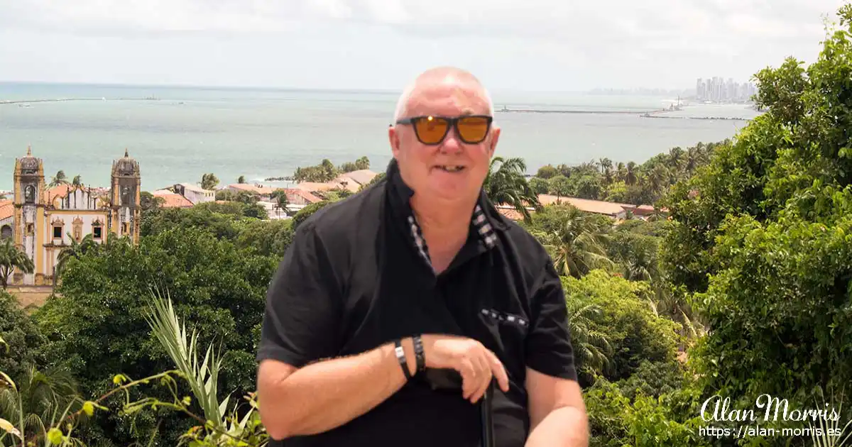 Alan Morris in Olinda, looking over the beach at Recife, Brazil.